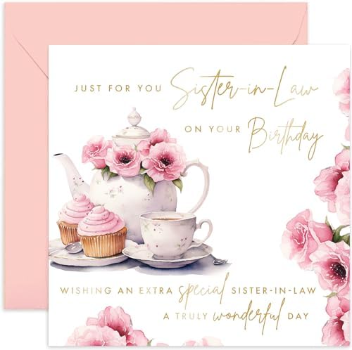 Old English Co. Special Mum Birthday Card For Her - Pink Flower Butterfly Artwork Birthday Card For Mum From Son Daughter - Cute Mum Birthday Card