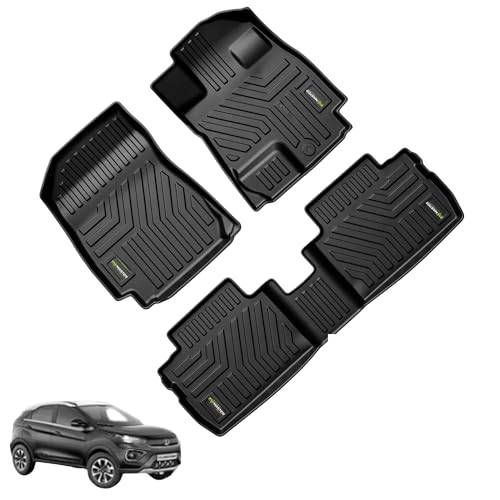 Image of EV MASTER Car Floor Mats for Tata NEXON EV Hybrid (2026 Onwards) Complete Set | Waterproof | Anti-Slip | Luxury Premium Car Mat | Full Coverage | Custom Fitted Car Foot Mats (5D Black)