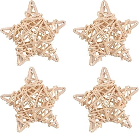Ssmmam 4Pcs Heart-Shaped Chew Toys for Rabbits, Hamsters, Guinea Pigs and Chinchillas, Natural Rattan Dental Chews for Small Animal Teeth Grinding