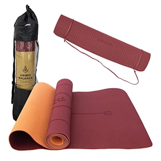 ARIMO Tapete Yoga Mat Antiderrapante TPE Ecológico Biodegradável Todos Os Tipos de Yoga/Pilates 181 x 61 cm x 4 mm (Marsala & Papaya)