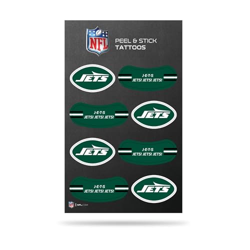 Image of Rico Industries NFL Football New York Jets Peel & Stick Temporary Tattoos - Eye Black - Game Day Approved!