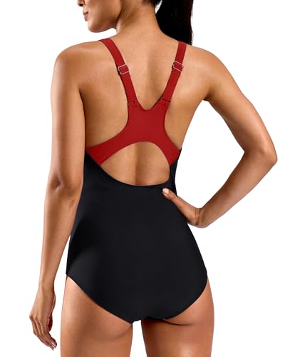 Image of G Gradual Women's Athletic One Piece Swimsuit with Adjustable Straps Competitive Racerback Modest Bathing Suit for Women