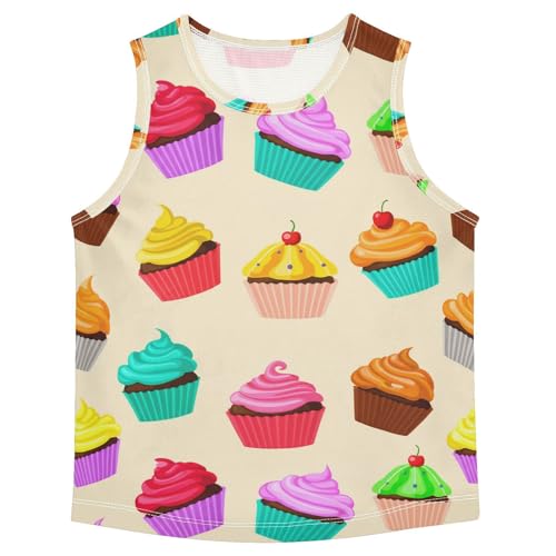 J JOYSAY Cartoon Cupcake Assortment Beige Boys Tank Top Sleeveless Muscle Shirts Quick Dry Kids T-Shirts 3-15T