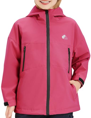 Image of Kids Rain Jacket Lightweight Waterproof Rain Coats Outerwear with Hood for Boys Girls Size 5-15