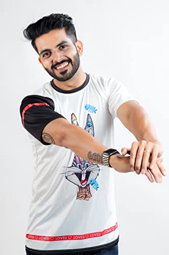 Image of HARPITA Men's Round Neck Half Sleeve Slim Fit Digital Printed Lycra T-Shirt