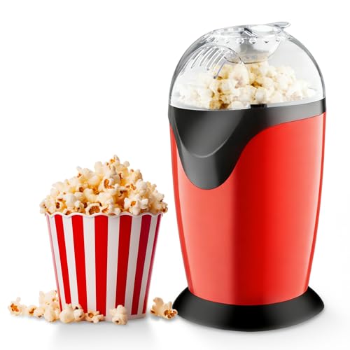 Palomitero, Maquina De Palomitas, Maquina Palomitas, Máquina De Palomitas De Maíz De 1200w Sin Aceite Ni Mantequilla, Fácil De Usar Y Limpiar, Ideal Para Fiestas Y Navidad (Rojo)