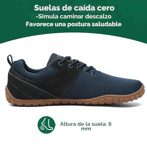 Miniatura 5 de Saguaro Barefoot Zapatillas Minimalistas Unisex Punto Zapatos Descalzos Exterior Zapatillas Trail Running Transpirables Pies Anchos Gimnasio Para Zero Drop Soles Azul,Gr.38