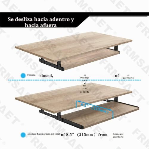 Miniatura 3 de Frmsaet Bandeja Para Cajón Para Teclado 53 Cm 60 Cm 76 Cm Soporte De Madera Para Debajo Del Escritorio Plataforma De Altura Ajustable Herrajes Para Muebles Accesorios De Oficina. 76 Cm, Burlywood
