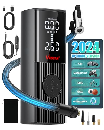 VXSCAN Tire Inflator Portable Air Compressor for Car Tires, 150 PSI & 20000mAh Battery 4X Fast Inflation Cordless Tire Pump, 12V DC & Cordless Dual Power Electric Air Pump for Car Motorcycle Bike Ball