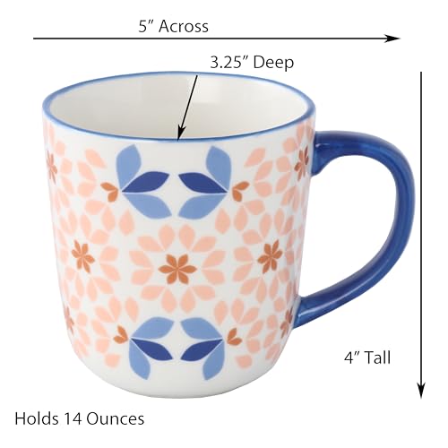Set de 4 tazas de café de hueso de porcelana con patrón floral miniatura 3