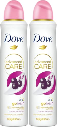 Dove Advanced Care Go Fresh Acai Berry & Waterlily 72h Antiperspirant Deodorant 250 mL (Pack of 2)