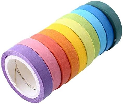 Brillaint Style 10x Rainbow Washi Sticky Paper Masking Adhesive Decorative Tape