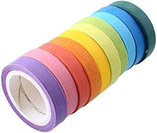 Brillaint Style 10x Rainbow Washi Sticky Paper Masking Adhesive Decorative Tape