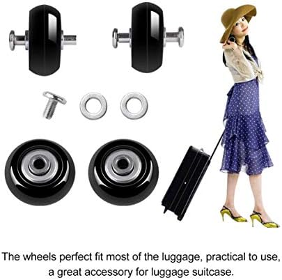 Balacoo Luggage Suitcase Replacement Wheels 360 Spinner Wear Resistant Rubber Caster Deluxe Repair Tool Kits with Metal Bearings Axles/, Black 30PCS, 4X4CM