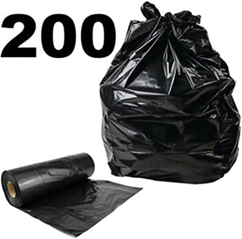 Black Bin Bags 50L Strong Bin Liners Indoor Recycled Material Garbage Bags Refuse Sacks 1 Year (200 bags) Dustbin Bags Perfect for Kitchen Waste Bathroom Office, etc