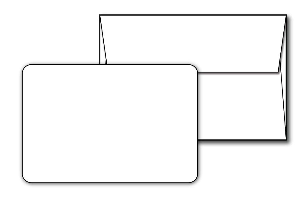 Blank White 4 1/4" x 5 1/2" (A2 Size) Rounded Edge Flat Cards - 100 Cards & 100 Envelopes