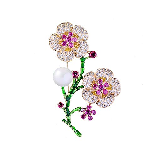 Corset de tempérament avec broche fleur prune émail huilé