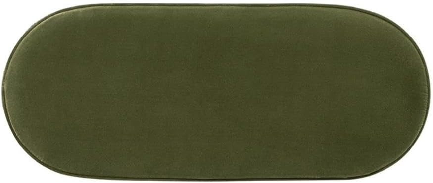Pemberly Row 38" Oval Storage Bench Ottoman, Olive Green Performance Velvet, Flip-Top Seat with Ruched Fabric Detail and Tassel Fringe, Vintage Glam Style, Hidden Storage for Living Room or Bedroom