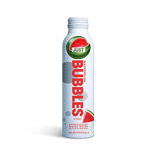 Image of JUST Bubbles Watermelon - Pure Premium Sparkling Spring Water in a Fully Recyclable Reusable Eco-Friendly Bottle - 100% Mountain-Sourced Carbonated Water with Naturally Occurring Minerals, 16 Fl Oz