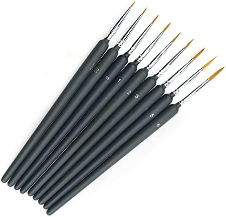 9 Pieces Miniature Brush, Detail Paint Brushes Set, for Fine Detailing Art Painting, Acrylic&Nail, Models, Watercolour, Miniatures,Oil, Warhammer Figures, Acrylic Watercolor Oil Nail Art Painting