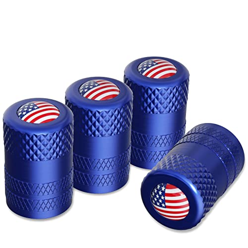 Image of CKAuto Tire Valve Stem Caps, Anodized Aluminum Tire Valve Cap Set | Corrosion Resistant, Universal Stem Covers for Cars Trucks Motorcycles SUVs and Bikes (Blue-US)