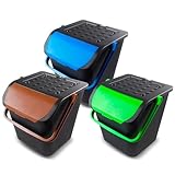 ZETA TRADES Pack 3 Cubo de Reciclaje Ecológico 35 Litros con Tapa Verde...