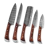 LEONA CRAFT® 5-Piece Handmade Kitchen Knife Set with...