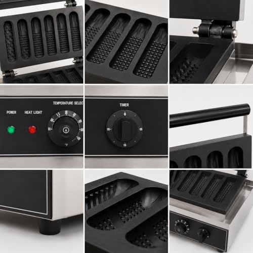 Image of Corn Hot Dog Waffle Machine, Commercial Electric Corn Dog Maker, Professional Hot Dog Baker for Cafe Bakery Restaurant