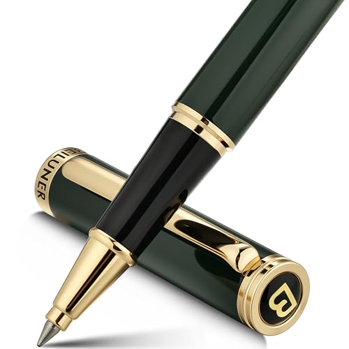 BEILUNER Luxury Rollerball Pen, Stunning Green Lacquer with 24K Gold Trim,Noble and Elegant Designs,Schneider Ink Refill, Best Gift Set for Men & Women, Refillable, Executive Writing, Nice P