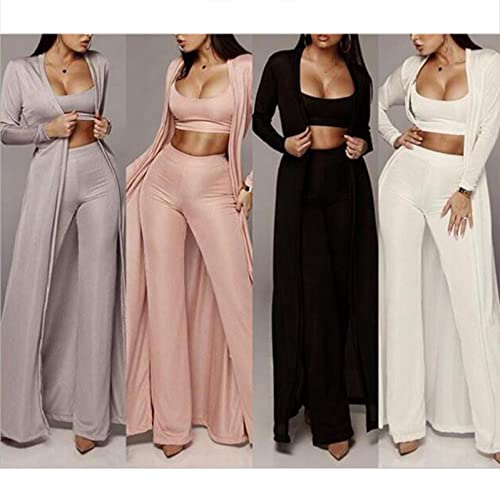 Image of Women's 2 Piece Outfits Set Ribbed Short Sleeve Casual Crop Top Wide Leg Pants Suit Set