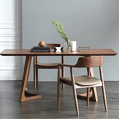 Niuyao Rectangle Solid Wood Dining Table, Classic Pine Tabletop With Double Pedestal Base Simple Modern Long Meeting Table -Brown 47" L X 23.5" W X 29.5" H #TOP28