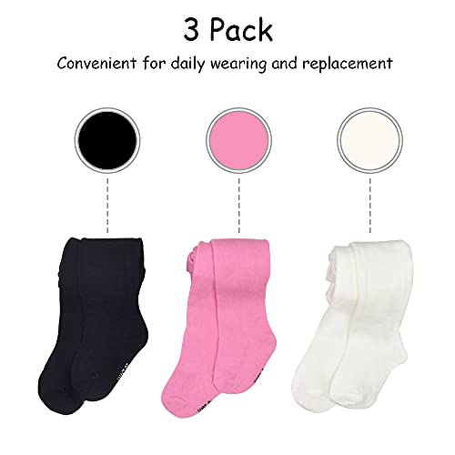 Baby Girls Tights, Leggings Stockings for Newborn Toddler Girls(0-24 Months),3 Pack Infant Knit Cotton Pantyhose2