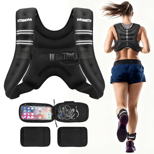 Image of PACEARTH Weighted Vest,6lb /8lb /10lb /12lb /16lb /20lb /25lb /30lb Weight Vest with Reflective Stripe, Body Weight Vests for Women, Men, Weight Loss Workout, Strength Training, Running, Walking, Jogging