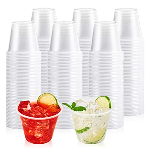 Lilymicky 600 Pack 9 oz Disposable Clear Plastic Cups 9 Ounce Party Cups for Cocktail Parties Picnics and Events