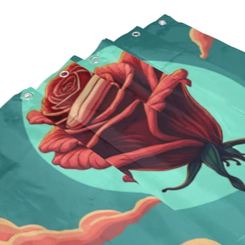 Rideau de douche lavable en machine tissu résistant imprimé rose 875 - 4