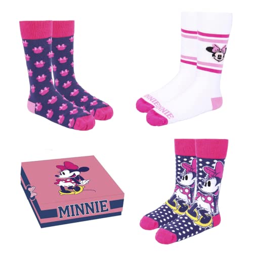 Disney Minnie Mouse Calcetines, Diseño Clasico Minnie, Pack de 3