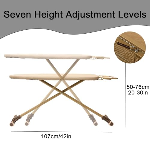 Foldable Ironing Board, Extra Sturdy Compact Ironing Board Full Size with Steel Legs and Adjustable Height, Easy Storage (Color : Brown, Size : S) - Image 3