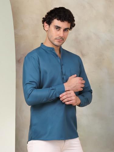 Image of Jompers Men's Cotton Regular Fit Solid Short Kurta