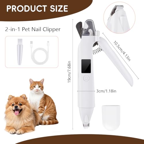 Image of Qpets 2-in-1 Pet Nail Clipper & Hair Trimmer with LED Light, IPX7 Waterproof, Illuminated Precision Paw Trimmer Dual Head Nail Clipper Grooming Tool for Dogs & Cats