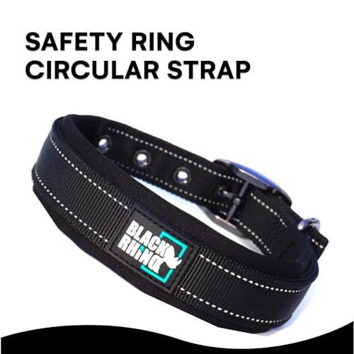Black Rhino - The Comfort Collar Ultra Soft Neoprene Padded Dog Collar for All Breeds - Heavy Duty Adjustable Reflective Weatherproof (Large, Black)