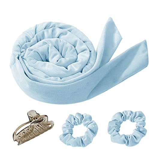 DAJASD Ruban Bouclé Sans Chaleur, Bandeau de Tige de Curling Sans Chaleur avec Épingle à Cheveux y Anneau à Cheveux, Heatless Curling Rod Headband, pour Cheveux Longs et Moyens (Bleu) Cover
