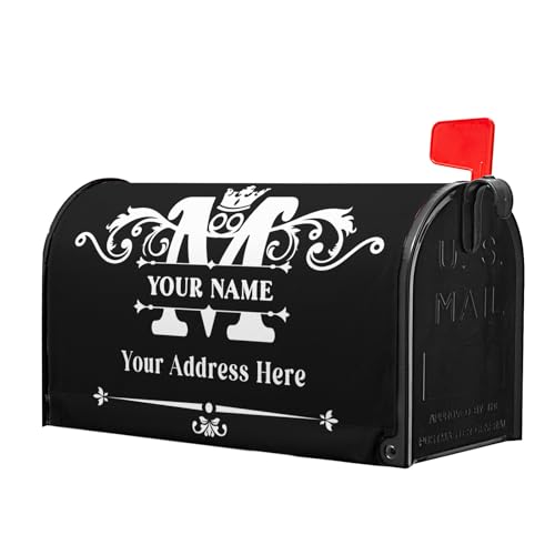 Image of Harooni Personalized Custom Mailbox Covers Magnetic Standard Size 18x21 Inch Custom Monogram Family Name Mailbox Wraps Customized Address Numbers Post Letter Box Cover for Home Gadern Decor