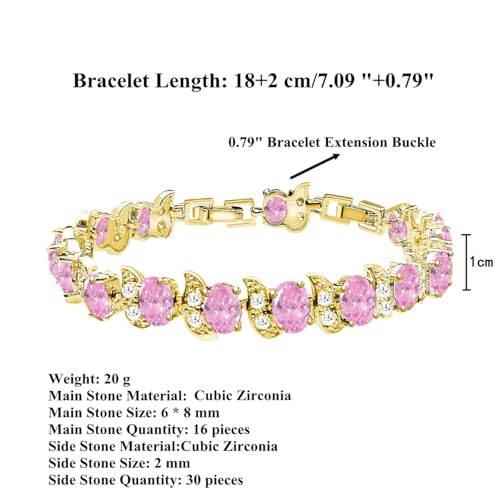 Image of LMXXVJ Fashion Tennis Bracelet Created Emerald White Gold Plated Charm Bracelet Gifts Jewelry for Women