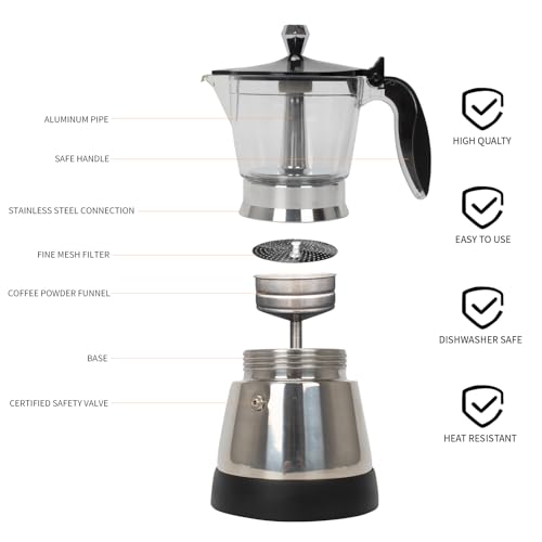Image of LAOION Cafeteras Electricas Modernas Moka Pot, Coffee Espresso Machine