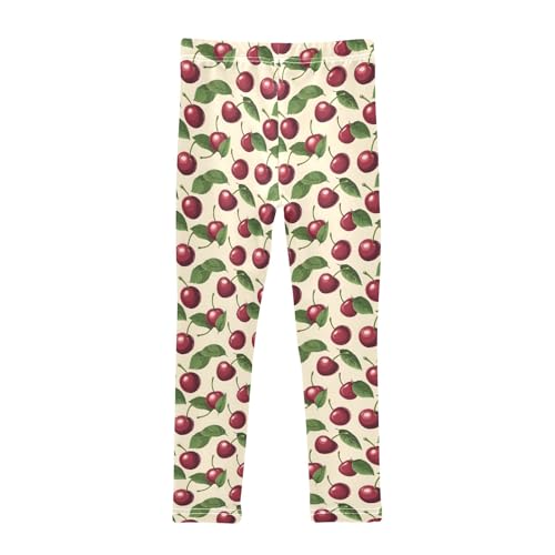 senya Girls Printed Leggings Yoga Pants Cherry Pattern for Kids in 4t to 10 Years, 4T2