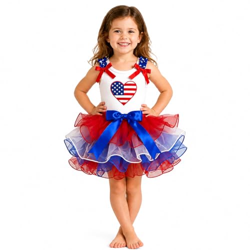 Image of Petitebella USA Heart Shirt Petal Skirt Outfit Nb-8y