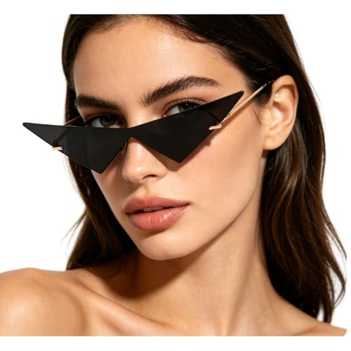 Image of willochra Triangle One Piece Frameless Sunglasses For Women Trendy Ocean Lens Sun Glasses Men Party Prom Sunglasses