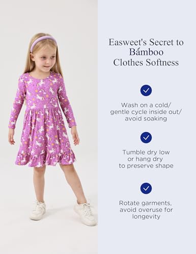 Bamboo Viscose Girls' Dresses Long Sleeve Toddler and Little Kids Twirl Dress4