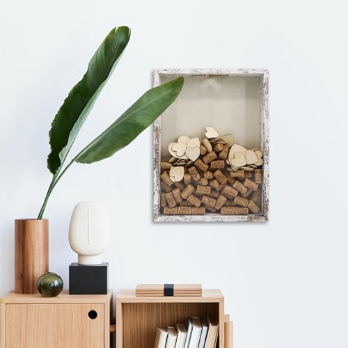 Image of GraduationMall 12x16 Top Loading Shadow Box Frame with HD Glass,Wood Display Case with Slot,1.25 inches Interior Depth,Ideal for Wine Bottle Caps,Tickets,Shells,Stamps and More,White
