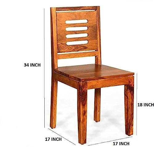 Image of Solid Sheesham Wood Set of Two Dining Chairs for Dining Room | Study Room | Office | Guest Room | Finish Color - Natural Finish |